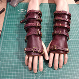 Brown hard leather gladiator gauntlets