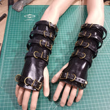 Black hard leather gladiator gauntlets