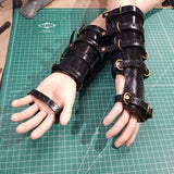 Black hard leather gladiator gauntlets