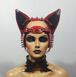Maribaal Clothing  Red Spiked Kitty Head Headpiece