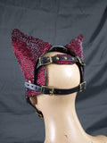 Maribaal Clothing  Red and black rhinestone Kitty head Headpiece