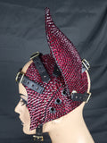 Maribaal Clothing  Red and black rhinestone Kitty head Headpiece